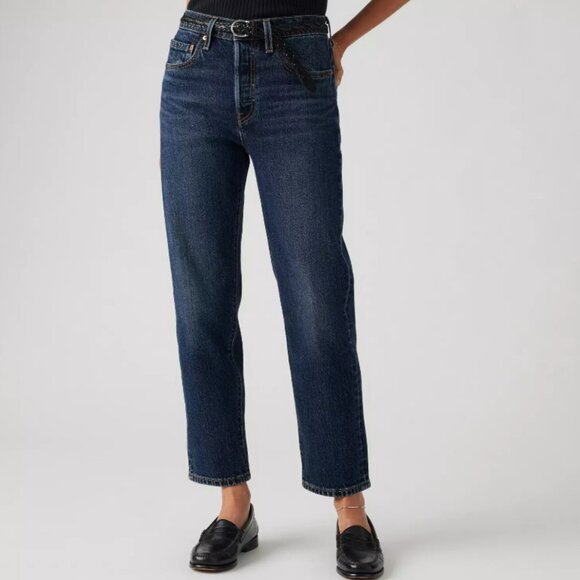 Levi's Premium 501 Original Cropped Women's Jeans In Apply Now - Dark Wash, 28 - Picture 1 of 5